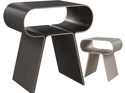 Modern Metallic Side Tables With Curved Structure For Living Room Home Decor 3d model