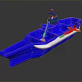 Blue Naval Ship Model Featuring Red Star And Sleek Design Elements