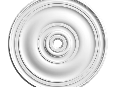 White Ceiling Medallion with Concentric Circular Patterns Modern Decorative Design for Ceiling Lighting Fixtures 3d model