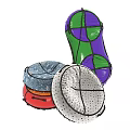 Colorful Round Garden Decor Accessories Outdoor Seating Cushions With Polka Dot Patterns