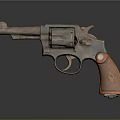 Vintage Revolver With Wooden Grip Classic Metal Parts And Retro Design