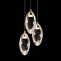 Elegant Modern Three Crystal Pendant Lights With Golden Top Hanging Design