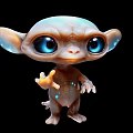 Cute Fantasy Game Movie Character With Big Blue Eyes Large Ears And Glowing Spots