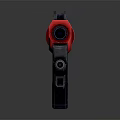 Futuristic Red Pistol Weapon With Black Grip And Modern Tech Design Features