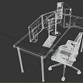 Black L Shaped Office Desk With Multiple Monitors Computer Tower And Ergonomic Chair