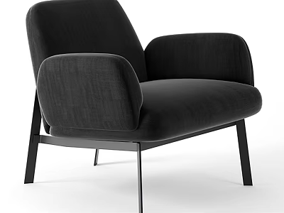 Modern Black Single Sofa with Armrest and Metal Legs Upholstered Design 3d model