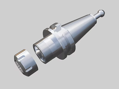 High Precision Industrial Equipment Metal Component With Tapered Design And Threaded Silver Structure 3d model