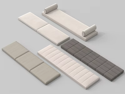Various Colored Different Styles Long Rectangular Padded Cushions With Stitches 3d model