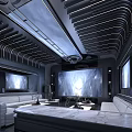Futuristic KTV Room Interior With High Tech Screens And Sofas 3d model