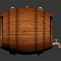 Rustic Wooden Barrel Design With Natural Wood Grain Metal Hoops Rivets And Tap