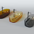 Modern Transparent Bathtubs in Brown Amber Gray with Black Metal Fixtures