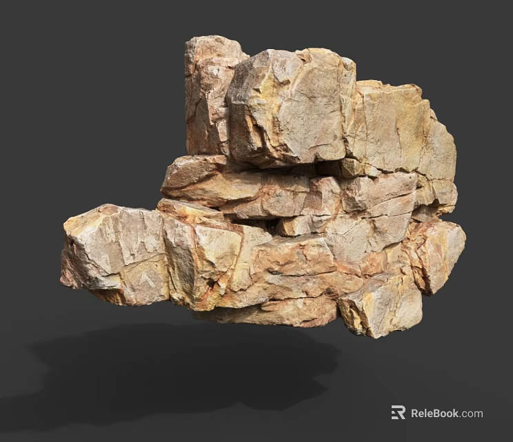 Rustic Natural Stone And Wood Decorative Elements For Home Interior Design 3d model 