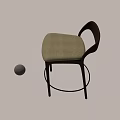 Modern Wooden Bar Stool With Curved Backrest Light Green Fabric Seat And Black Footrest