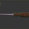 Screwdriver With Red Wooden Handle And Metal Shaft On Reflective Surface