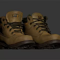 CAT Yellow Work Boots With Durable Leather Upper And Lace Up Design 3d model