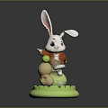 Cute Decorative Furniture Piece With Rabbit Figurine Green Base And Gourd Ornaments