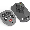 Gray And Black Remote Controls With Open Close Stop Buttons Square Keys And Indicator Light 3d model