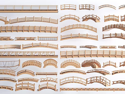 Modern wooden bridge trestle bridge Xiao Qiao is a wooden bridge landscape bridge arch bridge small wooden bridge 3d model