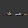 Two Toy Dolls Lying On Purple Circular Mat With Reclined Positions