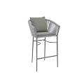 Modern Woven Bar Stools With Metal Frame Gray Cushion And Backrest Design