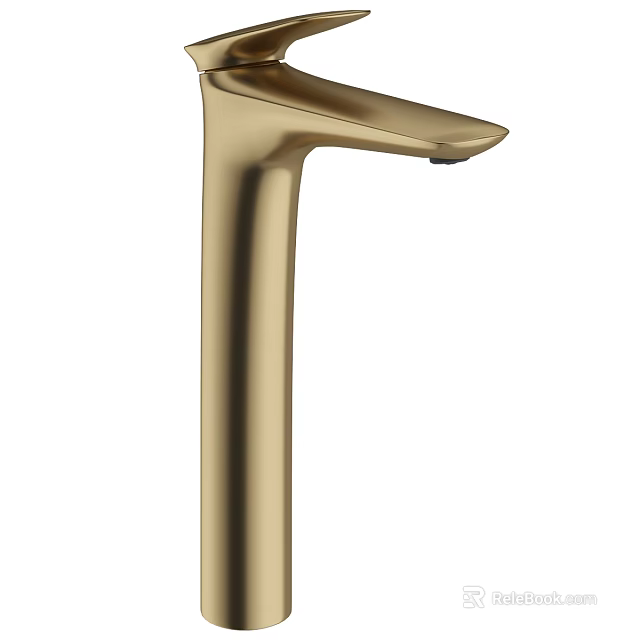 Elegant Modern Golden Faucet With Sleek Tall Spout And Contemporary Design For Home Use 3d model 
