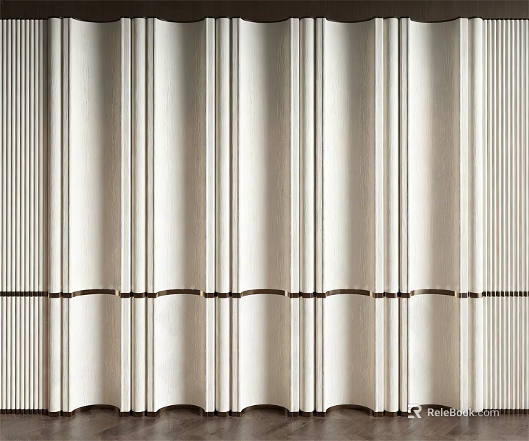 Modern Beige Background Wall With Vertical Stripes And Horizontal Dark Accents 3d model 