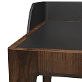 Modern Minimalist Wooden Desk With Dark Smooth Top And Slim Tapered Legs