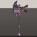 Ornate Pink Purple Hammer Weapon With Circular Patterns And Decorative Handle