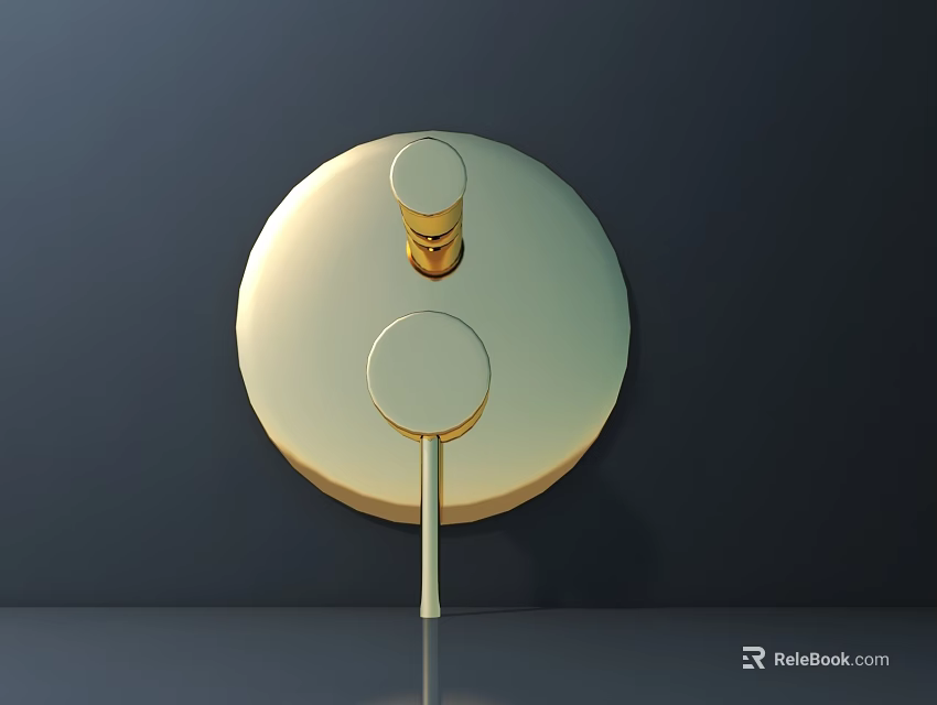 Golden Circular Modern Decor With Dual Round Elements And Metal Base 3d model 