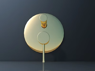 Golden Circular Modern Decor With Dual Round Elements And Metal Base 3d model