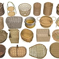 Woven Storage Baskets In Various Styles And Sizes For Home Organization Needs 3d model