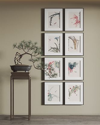 New Chinese-style Plant Painting Hanging Painting Decorative Painting 3d model