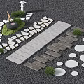 Stepping Stones Path Design With Round Square Slabs Green Plants Stone Lantern On Gravel Ground
