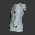 Gray Zip Up Hoodie With Red Drawstrings And Front Emblem Design 3d model
