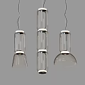 Modern Transparent Glass Pendant Lights With Layered Cylindrical Design And Sleek Illuminated Hanging Structure