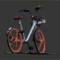 Light Colored Bicycle with Red Wheels and Handlebar Basket on Grass Base 3d model