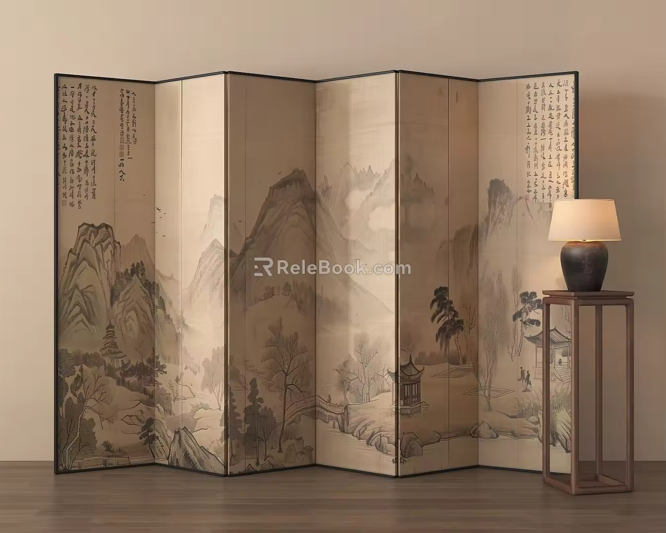 New Chinese Screen Folding Screen 3d model