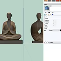Abstract Bronze Landscape Sculptures With Meditation Pose Spiral Design And Square Base