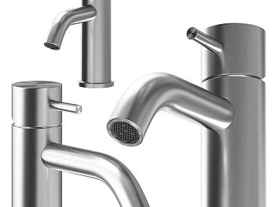 Sleek Modern Bathtub Design With Chrome Faucets And Curved Spouts 3d model