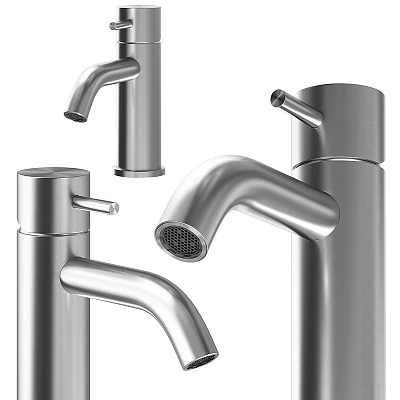 Sleek Modern Bathtub Design With Chrome Faucets And Curved Spouts 3d model