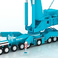 Blue Mobile Crane Utility Vehicle with Extended Boom and Multiple Wheels for Construction 3d model