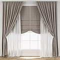 Gray Textured Curtains With Sheer White Undercurtains For Elegant Window Design 3d model
