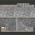Two Story Log Cabin Model With Stone Walls Wooden Roof And Balcony Bench