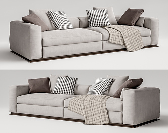 Modern double sofa multiplayer sofa 3d model