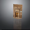 Traditional Wooden Door In Old Architecture With Arched Frame And Decorative Carvings