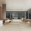 Quite Hall Homestay Reception Hall Front Desk Rest Area Bookcase Sofa Tea Table 3d model