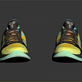 Black Yellow Turquoise Basketball Shoes With Breathable Mesh And Cushioned Sole