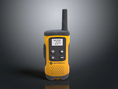 Motorola Walkie Talkie With Yellow Black Design Display Screen And Buttons 3d model