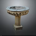 Classical Stone Garden Decorative Pedestal With Bowl Shaped Top And Carved Column Base