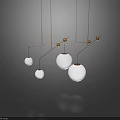 Modern Hanging Chandelier With Spherical Shades And Sleek Metal Frame Design